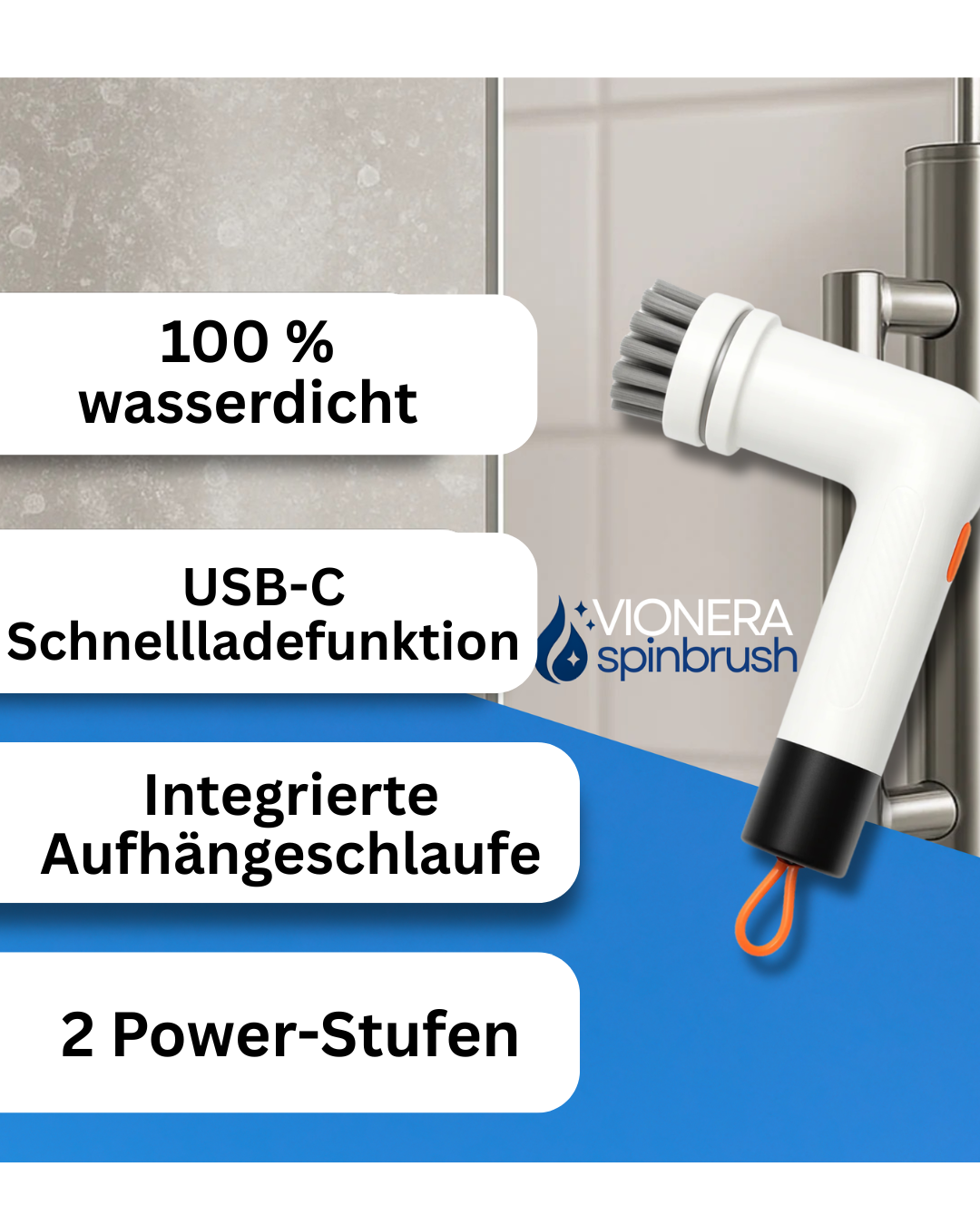 VIONERA SpinBrush™ – Kraftvolle Reinigung ohne Schrubben
